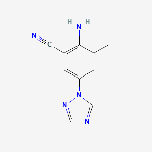 molecular formula C10H9N5 B8324477 1-(4-Amino-3-cyano-5-methylphenyl)-1,2,4-triazole 
