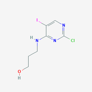 molecular formula C7H9ClIN3O B8324479 3-(2-Chloro-5-iodopyrimidine-4-ylamino)propan-1-ol 