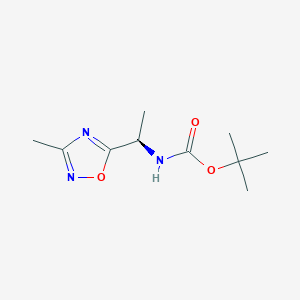 molecular formula C10H17N3O3 B8324492 Tert-butyl (R)-(1-(3-methyl-1,2,4-oxadiazol-5-YL)ethyl)carbamate 