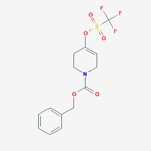 molecular formula C14H14F3NO5S B8324510 benzyl 4-(trifluoromethylsulfonyloxy)-5,6-dihydropyridine-1(2H)-carboxylate 