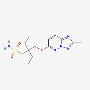molecular formula C14H23N5O3S B8324511 6-(2,2-Diethyl-3-sulfamoyl-1-propoxy)-2,8-dimethyl(1,2,4)triazolo(1,5-b)pyridazine CAS No. 152537-76-3