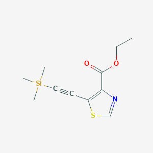 molecular formula C11H15NO2SSi B8324515 4-Ethoxycarbonyl-5-(2-trimethylsilylethynyl)thiazole 