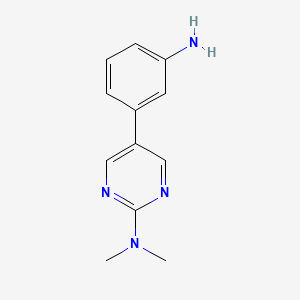 molecular formula C12H14N4 B8324521 3-(2-(Dimethylamino)-5-pyrimidyl)aniline 