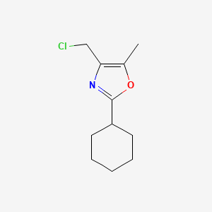 molecular formula C11H16ClNO B8324623 4-Chloromethyl-2-cyclohexyl-5-methyl-oxazole 
