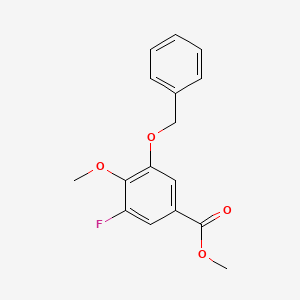 molecular formula C16H15FO4 B8324629 Methyl 3-fluoro-4-(methyloxy)-5-[(phenylmethyl)oxy]benzoate 