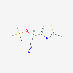 molecular formula C9H14N2OSSi B8324631 2-(2-Methyl-1,3-thiazol-4-yl)-2-[(trimethylsilyl)oxy]acetonitrile 