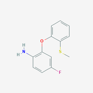 molecular formula C13H12FNOS B8324637 4-Fluoro-2-(2-methylsulfanylphenoxy)aniline 