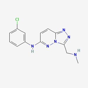 molecular formula C13H13ClN6 B8324677 N-(3-chlorophenyl)-3-((methylamino)methyl)-[1,2,4]triazolo[4,3-b]pyridazin-6-amine 