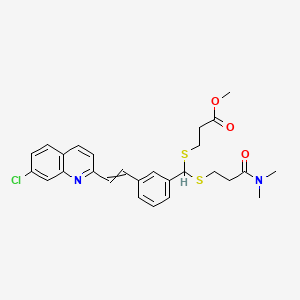molecular formula C27H29ClN2O3S2 B8324819 (+)-Methyl 5-(3-(2-(7-chloroquinolin-2-yl)ethenyl)phenyl)-8-dimethylcarbamyl-4,6-dithiaoctanoate 