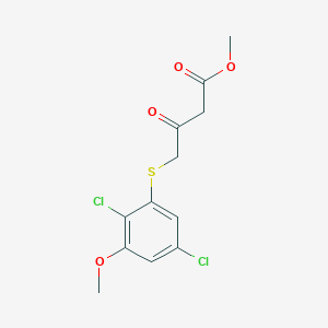 molecular formula C12H12Cl2O4S B8324896 Methyl 4-((2,5-dichloro-3-methoxyphenyl)sulfanyl)-3-oxobutanoate 