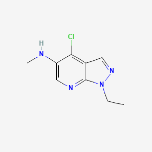 molecular formula C9H11ClN4 B8325068 (4-Chloro-1-ethyl-1H-pyrazolo[3,4-b]pyridin-5-yl)-methyl-amine 
