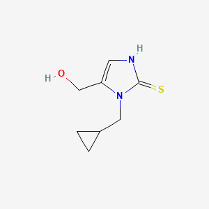 molecular formula C8H12N2OS B8325408 1-Cyclopropylmethyl-5-hydroxymethyl-2-mercaptoimidazole 