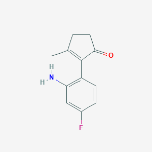 molecular formula C12H12FNO B8325663 2-(2-Amino-4-fluorophenyl)-3-methyl-2-cyclopenten-1-one 