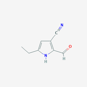 molecular formula C8H8N2O B8325677 5-ethyl-2-formyl-1H-pyrrole-3-carbonitrile 