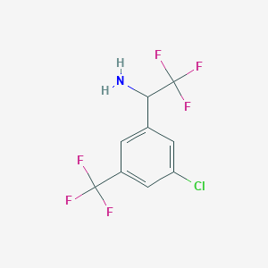molecular formula C9H6ClF6N B8325705 1-[3-Chloro-5-(trifluoromethyl)phenyl]-2,2,2-trifluoroethanamine 