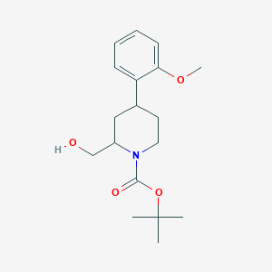 molecular formula C18H27NO4 B8325806 Tert-butyl 2-(hydroxymethyl)-4-(2-methoxyphenyl)piperidine-1-carboxylate 