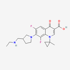molecular formula C21H25F2N3O3 B8325926 3-Quinolinecarboxylic acid, 7-(3-((ethylamino)methyl)-1-pyrrolidinyl)-6,8-difluoro-1,4-dihydro-1-(1-methylcyclopropyl)-4-oxo- CAS No. 99735-15-6