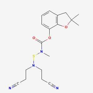 Carbamic acid, ((bis(2-cyanoethyl)amino)thio)methyl-, 2,3-dihydro-2,2-dimethyl-7-benzofuranyl ester