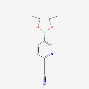 molecular formula C15H21BN2O2 B8326182 2-Methyl-2-(5-(4,4,5,5-tetramethyl-1,3,2-dioxaborolan-2-yl)pyridin-2-yl)propanenitrile 
