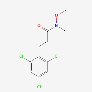 molecular formula C11H12Cl3NO2 B8326253 N-methoxy-N-methyl-3-(2,4,6-trichloro-phenyl)-propionamide 
