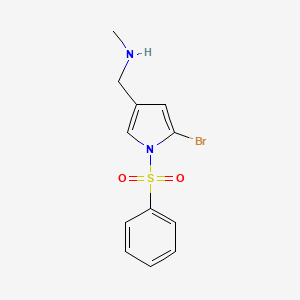 molecular formula C12H13BrN2O2S B8326295 1-[5-bromo-1-(phenylsulfonyl)-1H-pyrrol-3-yl]-N-methylmethanamine 