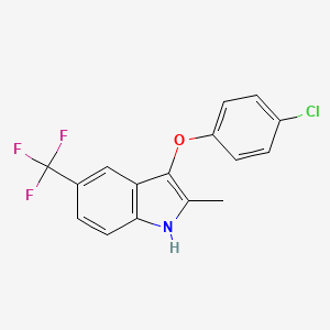molecular formula C16H11ClF3NO B8326343 3-(4-Chlorophenoxy)-2-methyl-5-(trifluoromethyl)-1H-indole 