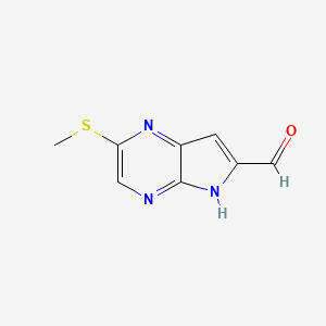 molecular formula C8H7N3OS B8326422 2-methylthio-5H-pyrrolo[2,3-b]pyrazine-6-carbaldehyde 