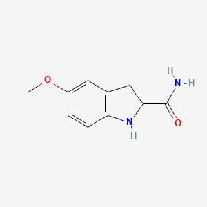molecular formula C10H12N2O2 B8326475 2,3-dihydro-5-methoxy-1H-indole-2-carboxamide 