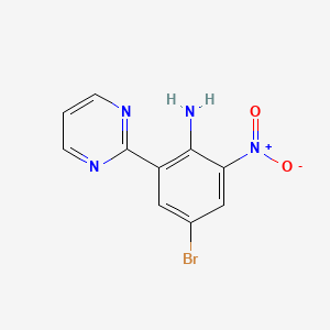 molecular formula C10H7BrN4O2 B8326538 4-Bromo-2-nitro-6-(pyrimidin-2-yl)benzenamine 