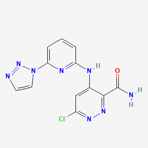 molecular formula C12H9ClN8O B8326548 6-Chloro-4-(6-[1,2,3]triazol-1-yl-pyridin-2-ylamino)-pyridazine-3-carboxylic acid amide 