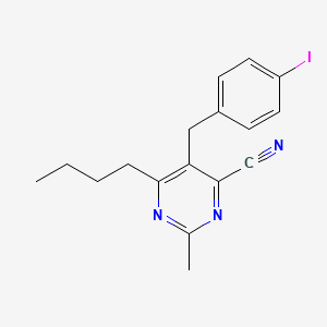 molecular formula C17H18IN3 B8326595 6-Butyl-5-(4-iodobenzyl)-2-methylpyrimidine-4-carbonitrile 