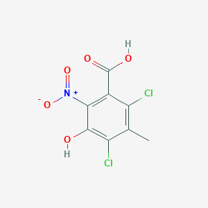 molecular formula C8H5Cl2NO5 B8326603 4,6-Dichloro-3-hydroxy-5-methyl-2-nitrobenzoic acid 