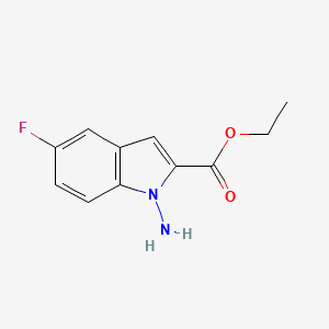 molecular formula C11H11FN2O2 B8326647 1-Amino-5-fluoro-1H-indole-2-carboxylic acid ethyl ester 