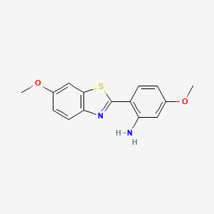 molecular formula C15H14N2O2S B8326660 5-Methoxy-2-(6-methoxybenzothiazol-2-yl)phenylamine 