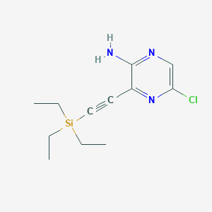 molecular formula C12H18ClN3Si B8326976 5-Chloro-3-(triethyl-silanylethynyl)-pyrazin-2-ylamine 