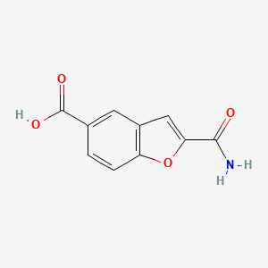 molecular formula C10H7NO4 B8326992 2-(Aminocarbonyl)-1-benzofuran-5-carboxylic acid 