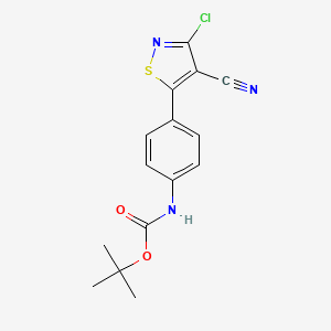 molecular formula C15H14ClN3O2S B8327117 tert-Butyl 4-(3-chloro-4-cyanoisothiazol-5-yl)phenylcarbamate 