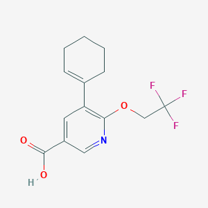 molecular formula C14H14F3NO3 B8327139 5-Cyclohex-1-enyl-6-(2,2,2-trifluoroethoxy)nicotinic acid 