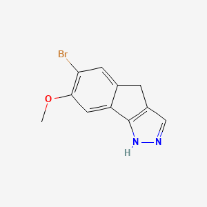 molecular formula C11H9BrN2O B8327168 6-Bromo-7-methoxy-1,4-dihydroindeno[1,2-c]pyrazole 
