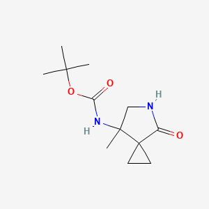 molecular formula C12H20N2O3 B8327211 7-t-Butoxycarbonylamino-4-oxo-7-methyl-5-azaspiro[2.4]heptane 