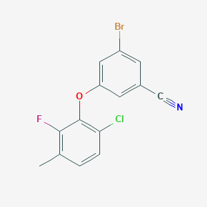 molecular formula C14H8BrClFNO B8327279 3-Bromo-5-[(6-chloro-2-fluoro-3-methylphenyl)oxy]benzonitrile 