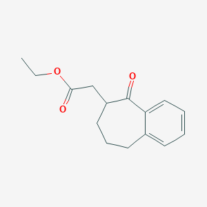 molecular formula C15H18O3 B8327291 5H-Benzocycloheptene-6-acetic acid, 6,7,8,9-tetrahydro-5-oxo-, ethyl ester 