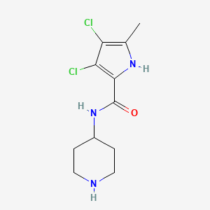 molecular formula C11H15Cl2N3O B8327359 3,4-Dichloro-5-methyl-N-piperidin-4-yl-1H-pyrrole-2-carboxamide 
