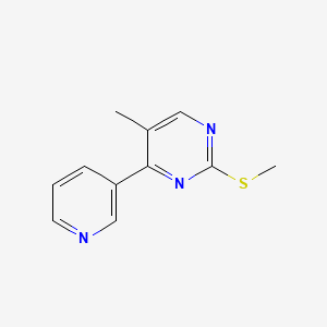 molecular formula C11H11N3S B8327394 5-Methyl-2-methylsulfanyl-4-pyridin-3-yl-pyrimidine 