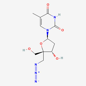 molecular formula C11H15N5O5 B8327417 1-[(2R,4S,5R)-5-(azidomethyl)-4-hydroxy-5-(hydroxymethyl)tetrahydrofuran-2-yl]-5-methyl-pyrimidine-2,4-dione 