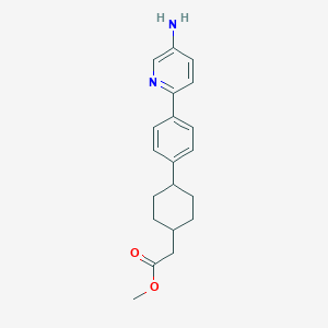 molecular formula C20H24N2O2 B8327588 {4-[4-(5-Amino-pyridin-2-yl)phenyl]-cyclohexyl}-acetic acid methyl ester 