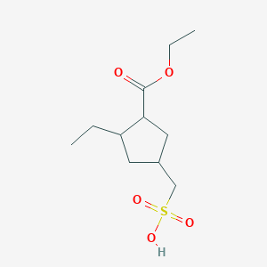 molecular formula C11H20O5S B8327816 (3-(Ethoxycarbonyl)-4-ethylcyclopentyl)methanesulfonic acid 