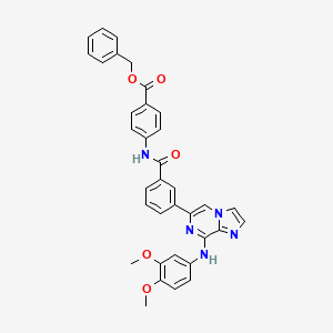 molecular formula C35H29N5O5 B8327862 Benzyl 4-(3-(8-(3,4-dimethoxyphenylamino)imidazo[1,2-a]pyrazin-6-yl)benzamido)benzoate 
