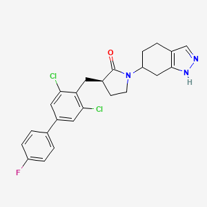 molecular formula C24H22Cl2FN3O B8327898 (3R)-3-(3,5-Dichloro-4'-fluoro-biphenyl-4-ylmethyl)-1-(4,5,6,7-tetrahydro-1H-indazol-6-yl)-pyrrolidin-2-one CAS No. 955407-70-2