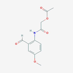 molecular formula C12H13NO5 B8327955 2-(2-Formyl-4-methoxyphenylamino)-2-oxoethyl acetate 